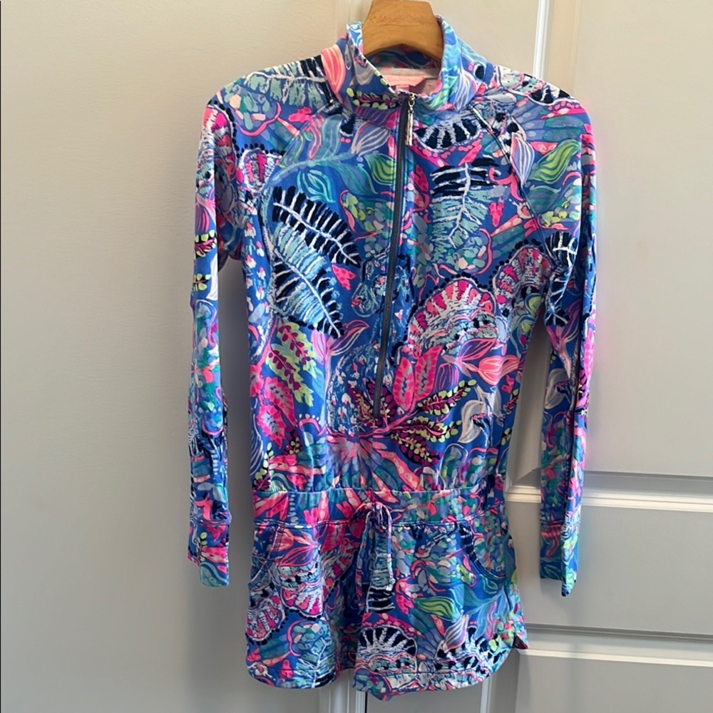 Lilly Pulitzer Blue and Pink Romper Vibrant Style
